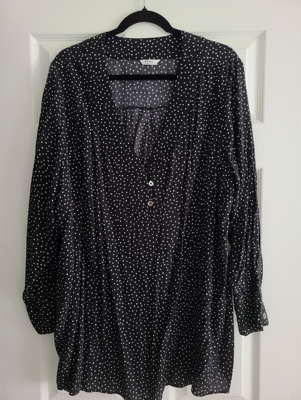 Penningtons Black and White Polka Dot V-Neck Tunic